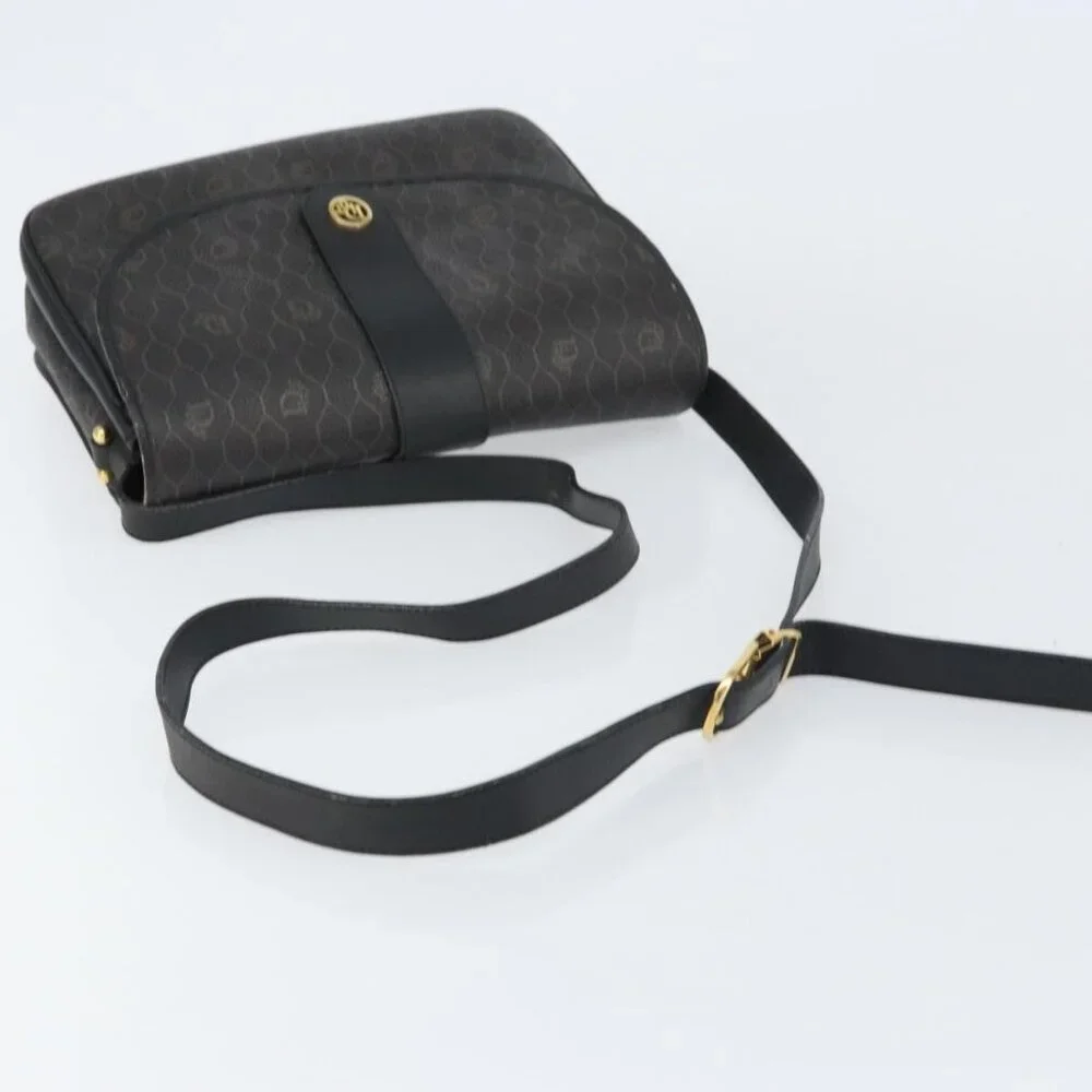 Authentic Christian Dior Honeycomb Canvas Shoulder Bag PVC Black Gold - Picture 14 of 16